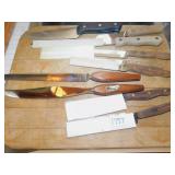 KNIVES AND LIFTERS AND TEAK HANDLE KNIVES