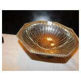 BEAUTIFUL PEDESTAL BOWL, 6" H 12" ROUND, BANDED,