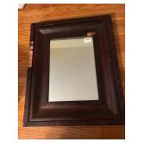 MAHOGANY ANTIQUE MIRROR VENEER DAMAGE 22" X 18"