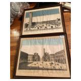 HAND COLORED EUROPE SCEN PRINTS 15.5" X 19"