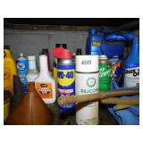 VARIETY OF OILS, GREASES, FUNNELS AND PEST