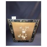 2 HANDLED, SQUARE, WOOD PLANTER WITH CUT SHELL