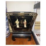 ASIAN THEMED, SQUARE PLANTER, RAISED WITH METAL