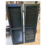 SET 2 GREEN WOODEN HOUSE HINGED SHUTTERS 55" TALL
