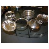 SILVER PLATE ROUND CHAFFER BOTTOM, LIDS, ETC.