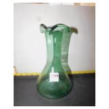 10 BLOWN GLASS VASE WITH FLUTED EDGE