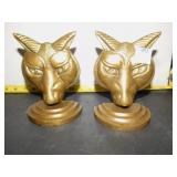 BRASS BOOKENDS 6" ANIMAL FACE