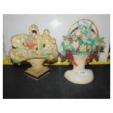 2 FLORAL MOTIF CAST IRON DOOR STOPS 8"
