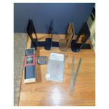 4 SETS OF METAL BOOK ENDS, 3 BLACK 1 BROWN, NEW