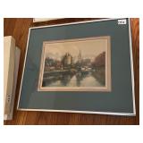 WATERCOLOR SIGNED LR - 17" X 20" - REFRAMED IN