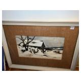 SNOW BARN SCENE - WATER COLOR SIGNED LL C. CULEN