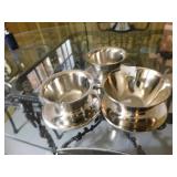 3 STAINLESS STEEL LINED BOWLS