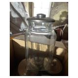 4 TALL GLASS CANISTERS WITH METAL LIDS