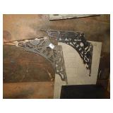 2 RIGHT ANGLE BRACKETS, CAST IRON, ORNATE DESIGN