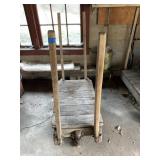 ANTIQUE WAREHOUSE CART WITH 4 CAST IRON WHEELS,