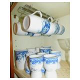 SET OF 10 BLUE/WHITE MUGS
