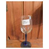 BEAUTIFUL BLUE PEDESTAL SWIRL WINE GLASSES W/