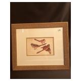 24X20 FRAMED BIRD PRINT, DOUBLE MATTED, ARTIST