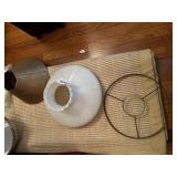 LAMP SUPPORT, WHITE GLASS SHADE