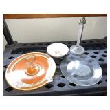 ORANGE SANDWICH PLATE W/ GOLD TRIM, CHILD SCENE