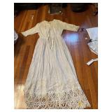 WHITE LACE TRIM DRESS, BALLOON ARMS SOME STAINS