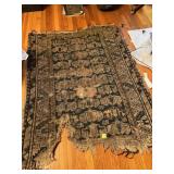 HAND MADE 47" X 38" W RUG HOLES AND WORN MAKE A