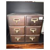 WOOD 6 DRAWER FILE W/ INDEX ON FRONT 13" H X