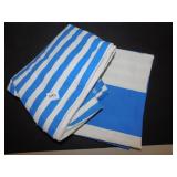2 BLUE AND WHITE STRIPED TWIN DUVET COVERS,