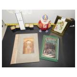 2 JOURNALS WITH MINIMAL WRITING, FOOTBALL SANTA,