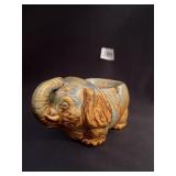 GLAZED POTTERY ELEPHANT ASHTRAY
