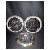 STERLING RIM WINE COASTERS 7 & 8" ROUND ETCHED