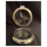 STERLING RIM SECTION BOWL 8.5" ROUND & 6.75" WINE