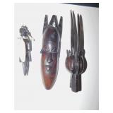 CARVED WOODEN PERSON, FACE ETC.