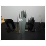 GROUP OF METAL BOOK ENDS