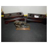 2 DUAL CANDLE HOLDERS WOOD MADE IN CHINA