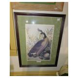 FRAMED GOOSE PRINT 27X35, PLAQUE HAS SLIPPED