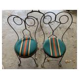 SET OF 2 METAL ICE CREAM PARLOR CHAIRS, EACH HAS
