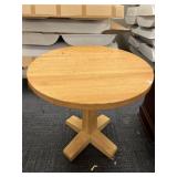 ROUND OAK BUTCHER BLOCK TOP PEDESTAL TABLE 30" H