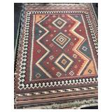 MACHINE MADE RUG, 86X62, SOUTHWEST LOOK, RED BLUE