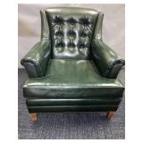 LEATHER GREEN 32" H ARMCHAIR X 32" W WOOD LEGS W/