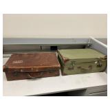VINTAGE LEATHER SUITCASES 24" X 13" X 7" H &