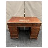 MAHOGANY KNEEHOLE DESK SURFACE DAMAGE 30" H X 43"