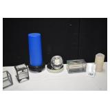 ASSORTED CANDLES AND HOLDERS