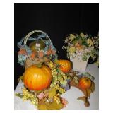 TIN PLANTER W/ FLOWER ARRANGEMENT AND OTHERS