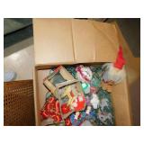 GLASS ANIMALS, WOOD SANTA AND MISC. ORNAMENTS