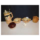GARLIC POT SIGNED 2 DECORATIVE BOWLS, MUSIC BOX
