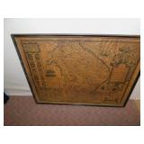 FRAMED ANTIQUE MAP OF A REGION FUCHS CONQUEST,