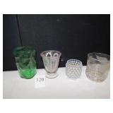HOBNAIL TOOTHPICK HOLDER, ETCHED GLASS, ETC.