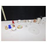 GROUP OF MINIATURE CUPS ANS SAUCERS, BONE CHINA,