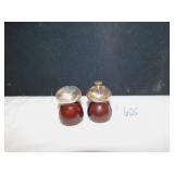 SALT AND PEPPER SHAKERS WITH STERLING SILVER TOPS